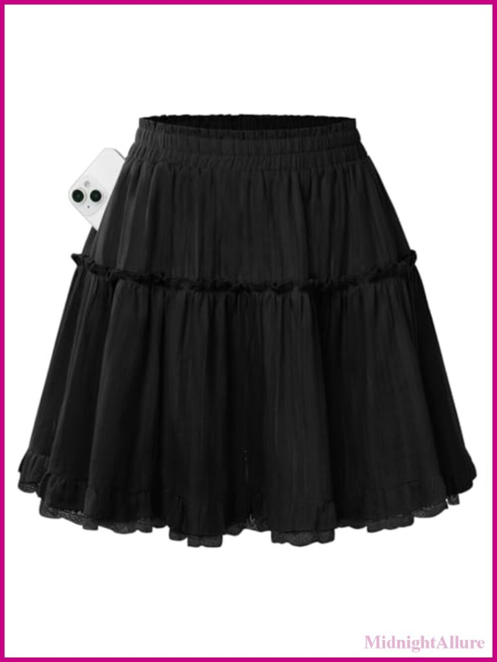 Women Cotton Skort with Shorts, Ruffle Lace Mini Skirt, High Waisted A-Line